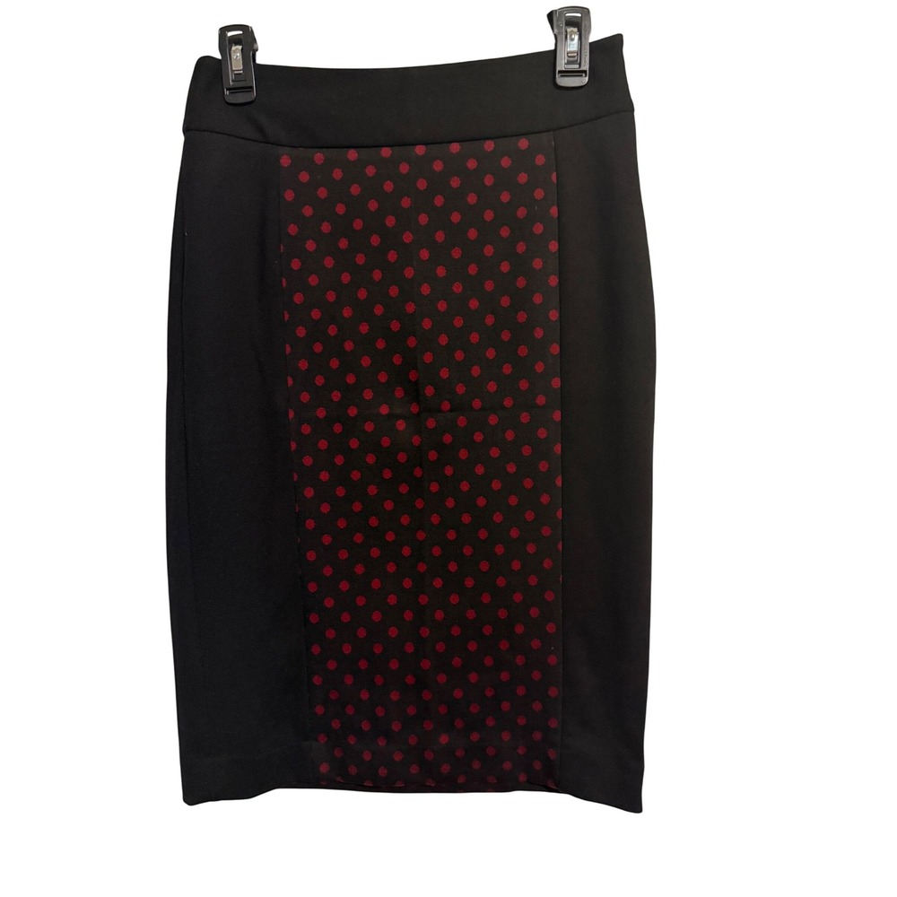 Grace Le Cirque Skirt Black Brick Red Polka Dot Career Pencil